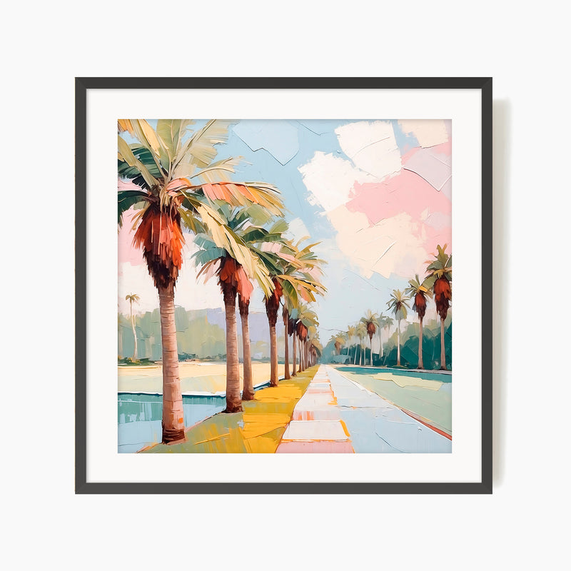 Palm Trees Impasto Square Print