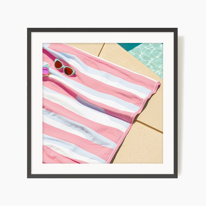 Beach Towel Pink Wall Art - Sage and Rose Prints