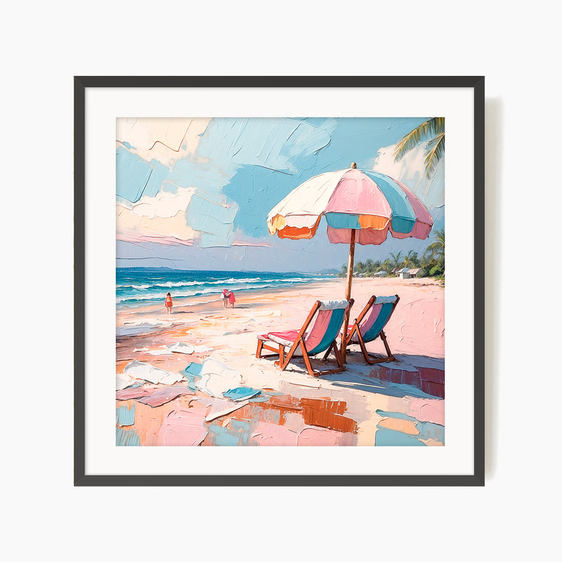 Beachy Umbrellas Square Print