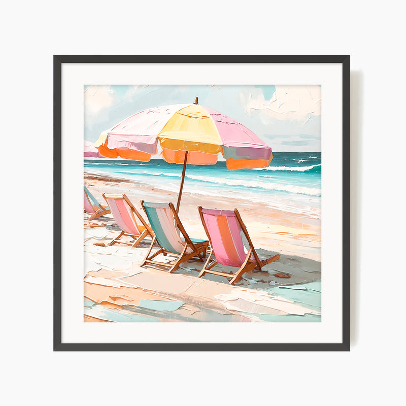 Tropical Beach Umbrellas Square Print