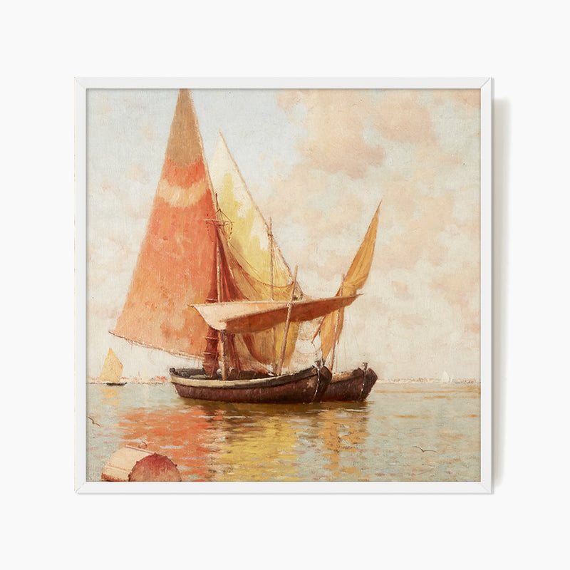 Vintage Amber Sailboat Square Print - Sage and Rose Prints