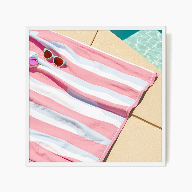 Beach Towel Pink Wall Art - Sage and Rose Prints