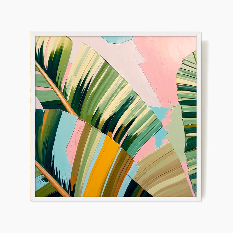 Bright Tropical Leaf Square Print