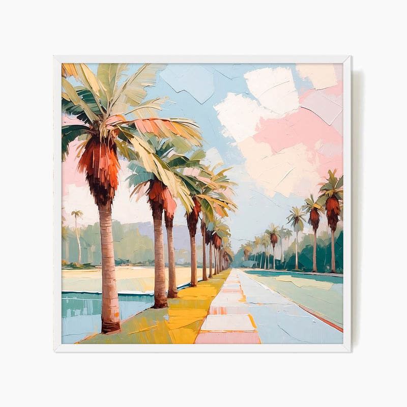 Palm Trees Impasto Square Print