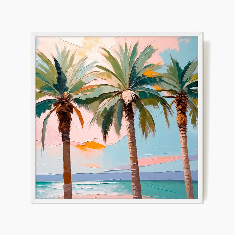 Palm Trees and Blue Sky Square Print