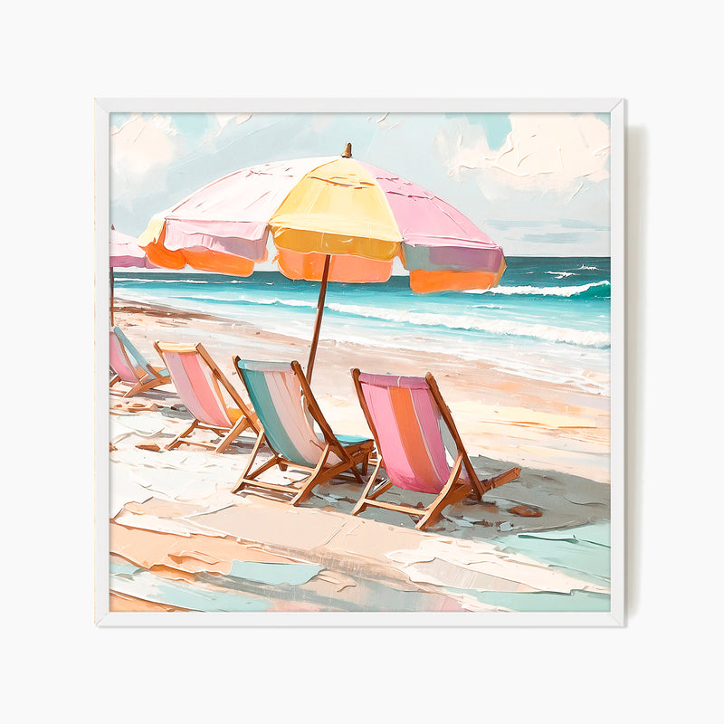 Tropical Beach Umbrellas Square Print