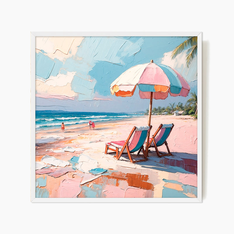 Beachy Umbrellas Square Print