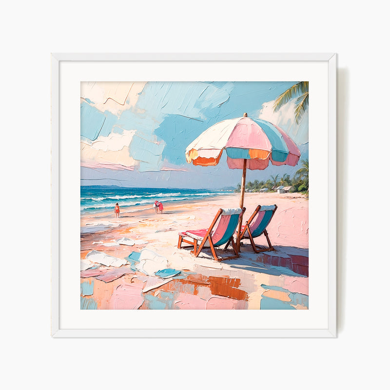 Beachy Umbrellas Square Print