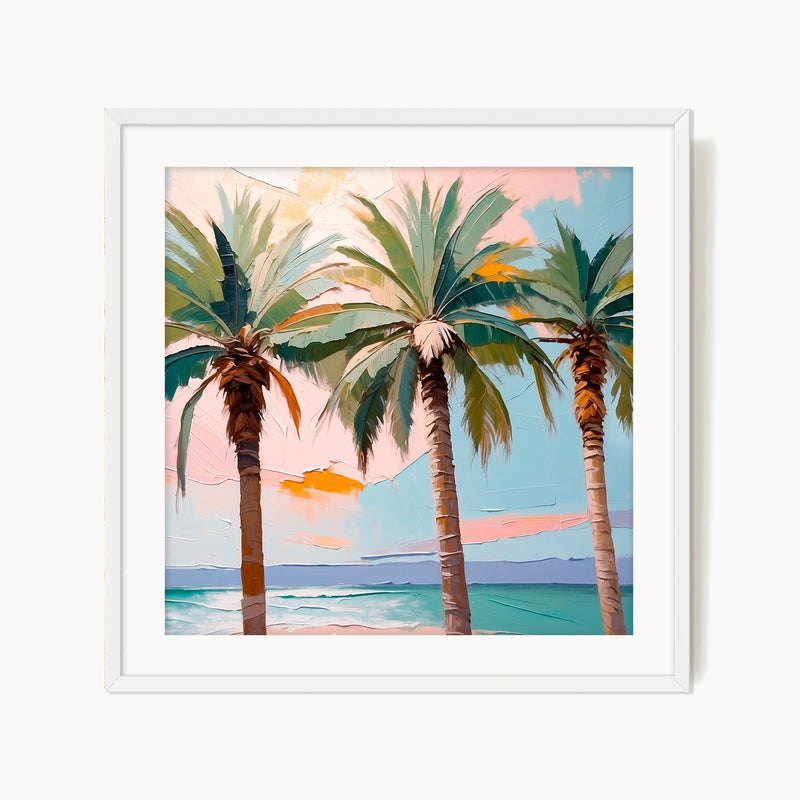 Palm Trees and Blue Sky Square Print