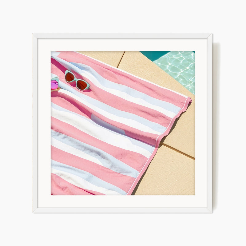 Beach Towel Pink Wall Art - Sage and Rose Prints