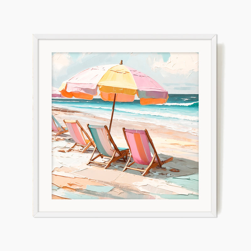 Tropical Beach Umbrellas Square Print