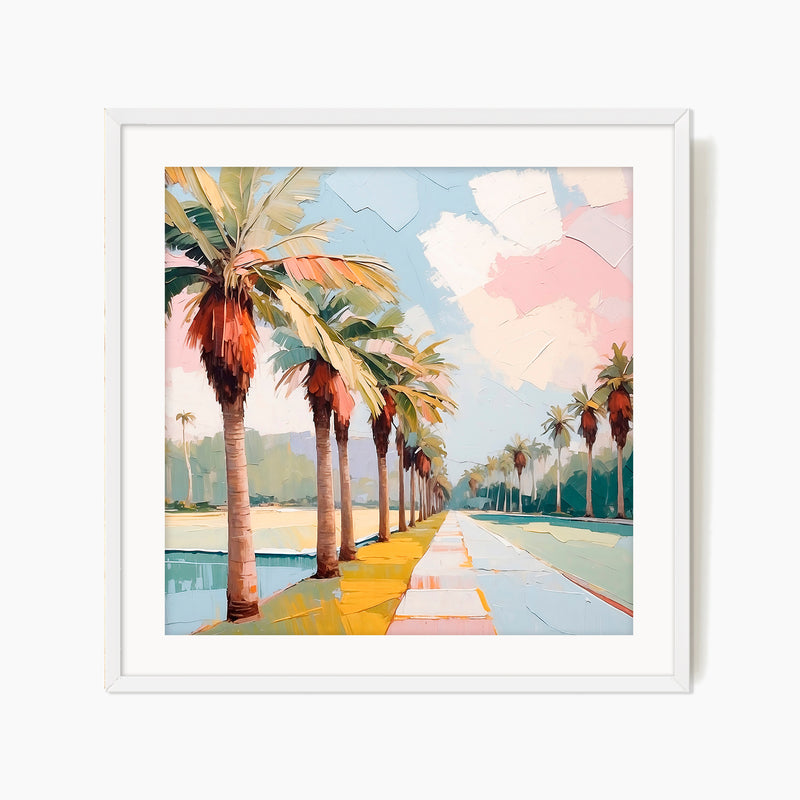 Palm Trees Impasto Square Print