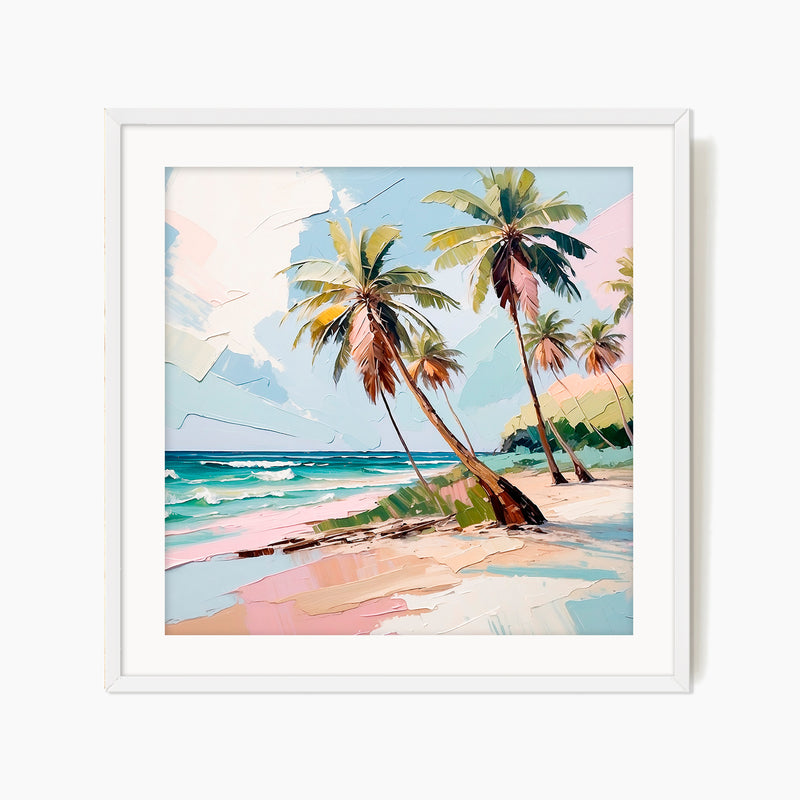 Tropical Beach Oil Painting Print
