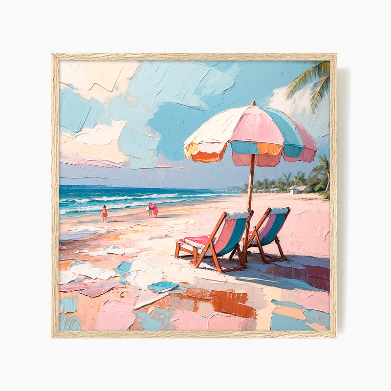Beachy Umbrellas Square Print