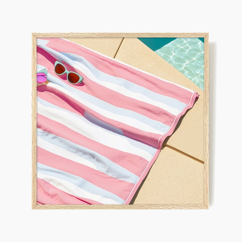 Beach Towel Pink Wall Art - Sage and Rose Prints