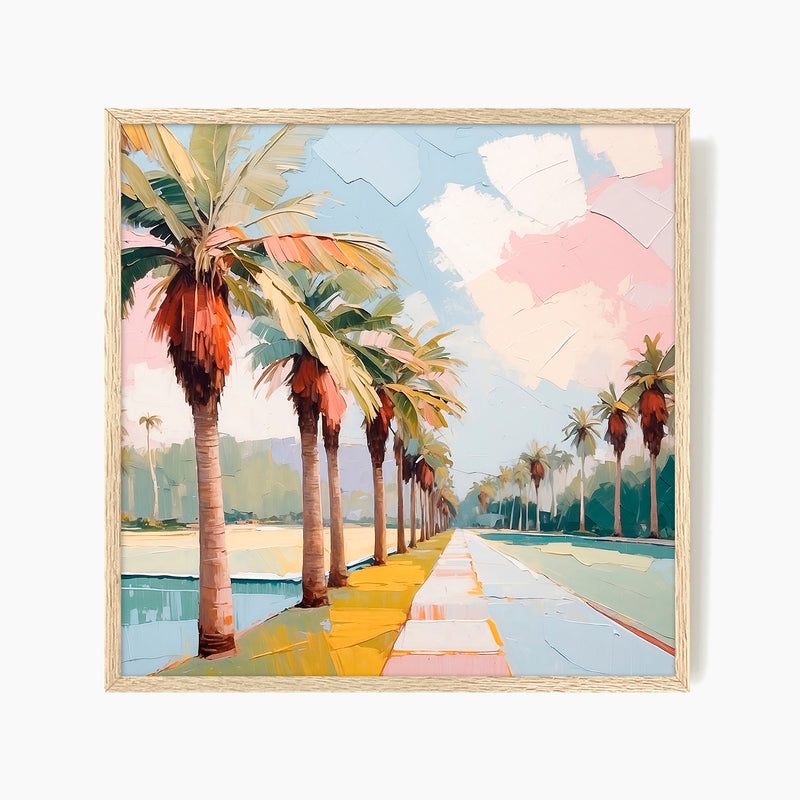 Palm Trees Impasto Square Print