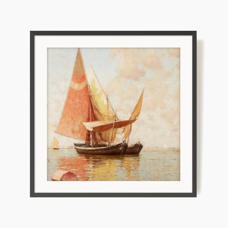 Vintage Amber Sailboat Square Print - Sage and Rose Prints