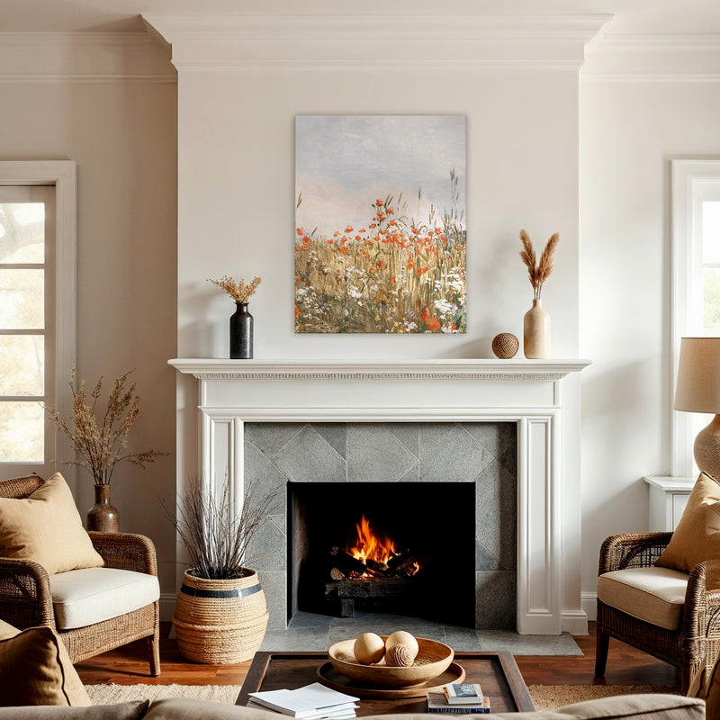 Poppy Landscape Art - Sage and Rose Prints