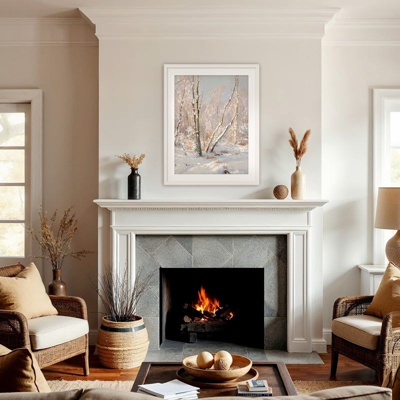 Bright Winter Forest Painting - Sage and Rose Prints