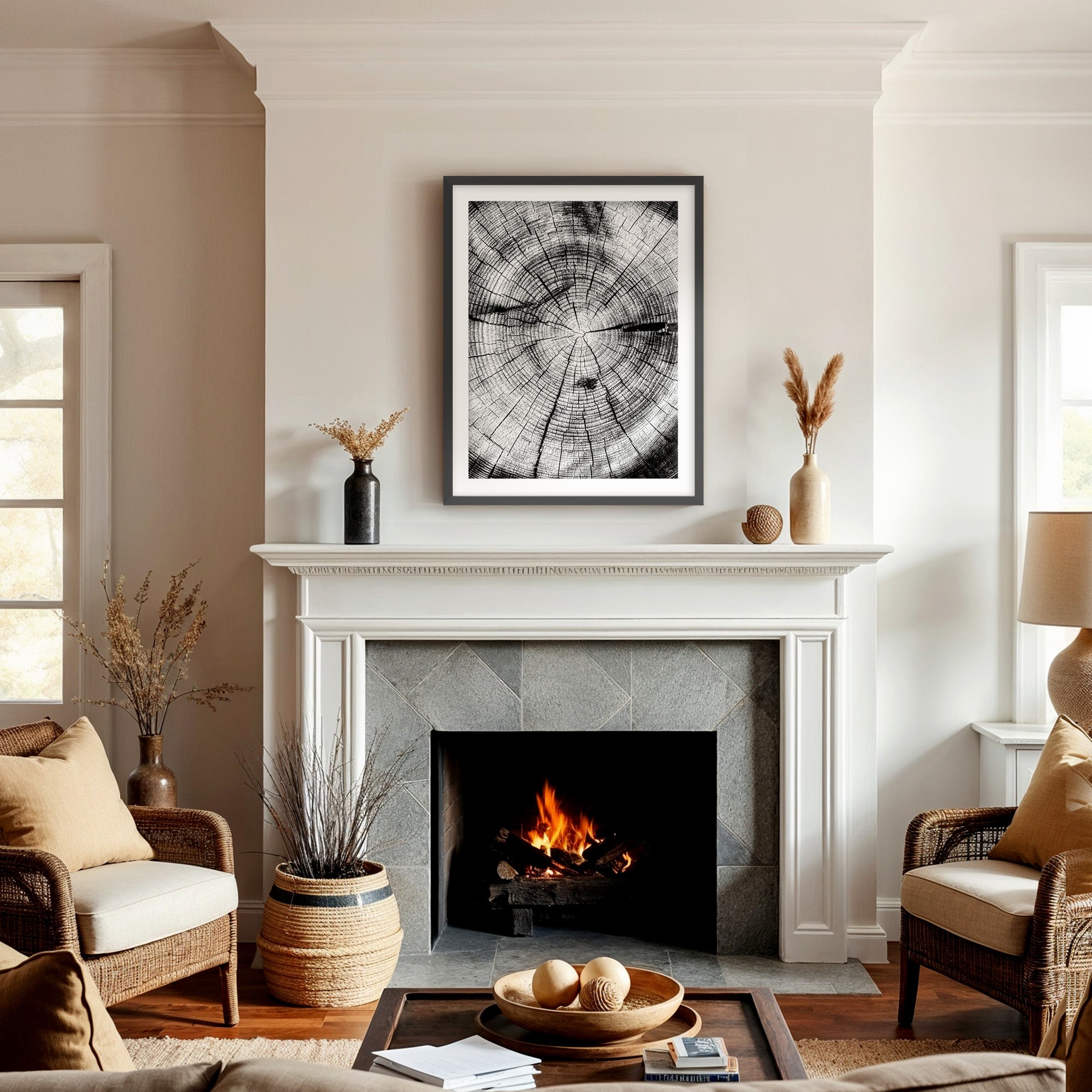 Black and White Tree Rings Photo - Sage and Rose Prints