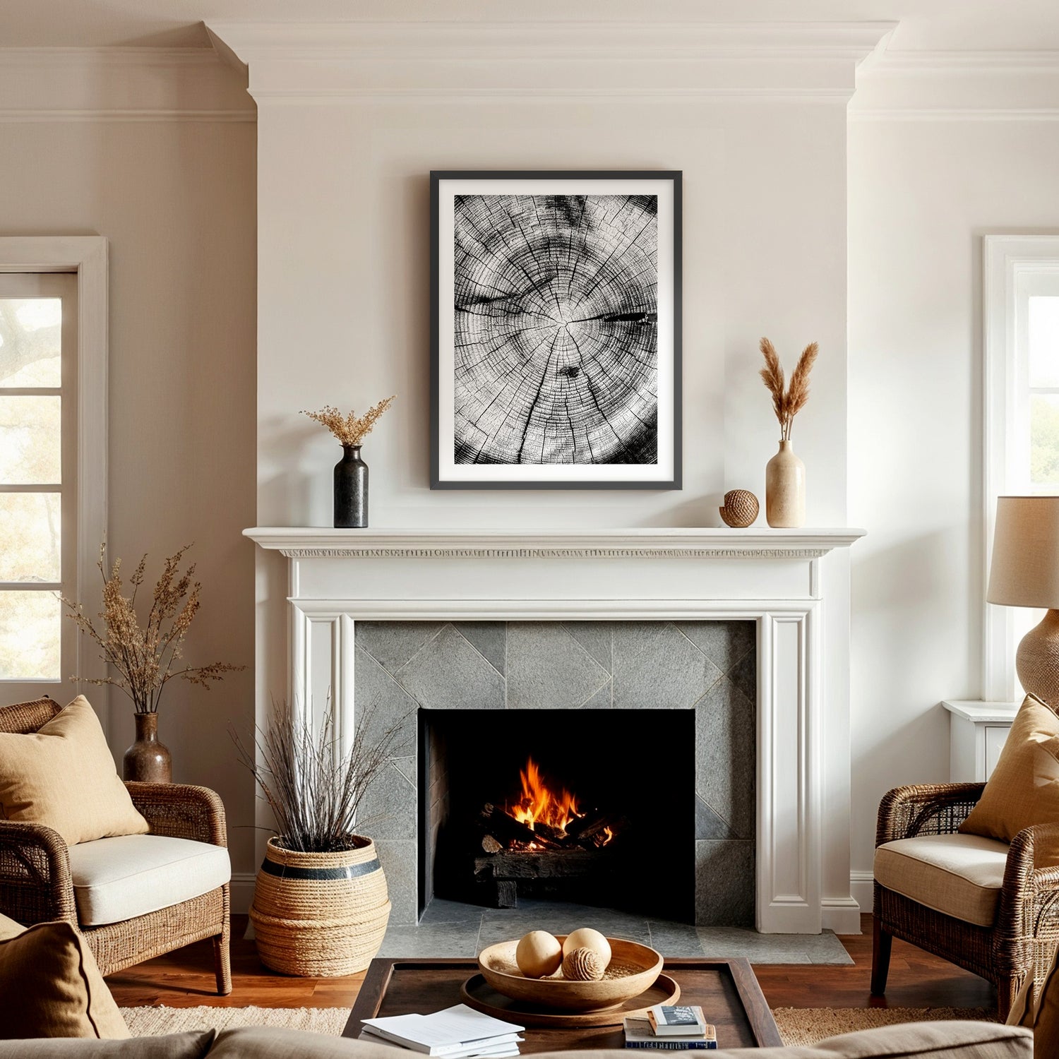 Black and White Tree Rings Photo - Sage and Rose Prints