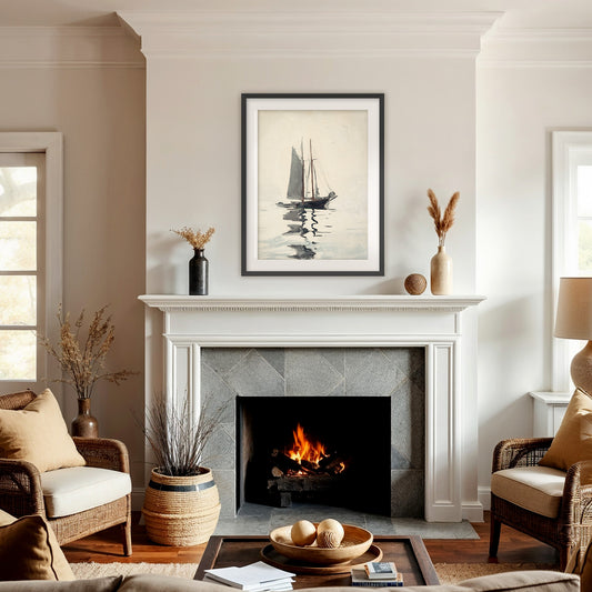 Neutral Sailboat Watercolor Print - Sage and Rose Prints