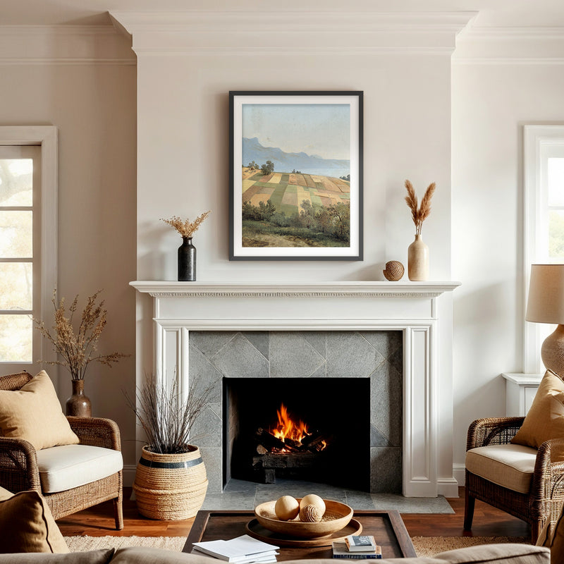 Vintage Farm Landscape Print - Sage and Rose Prints