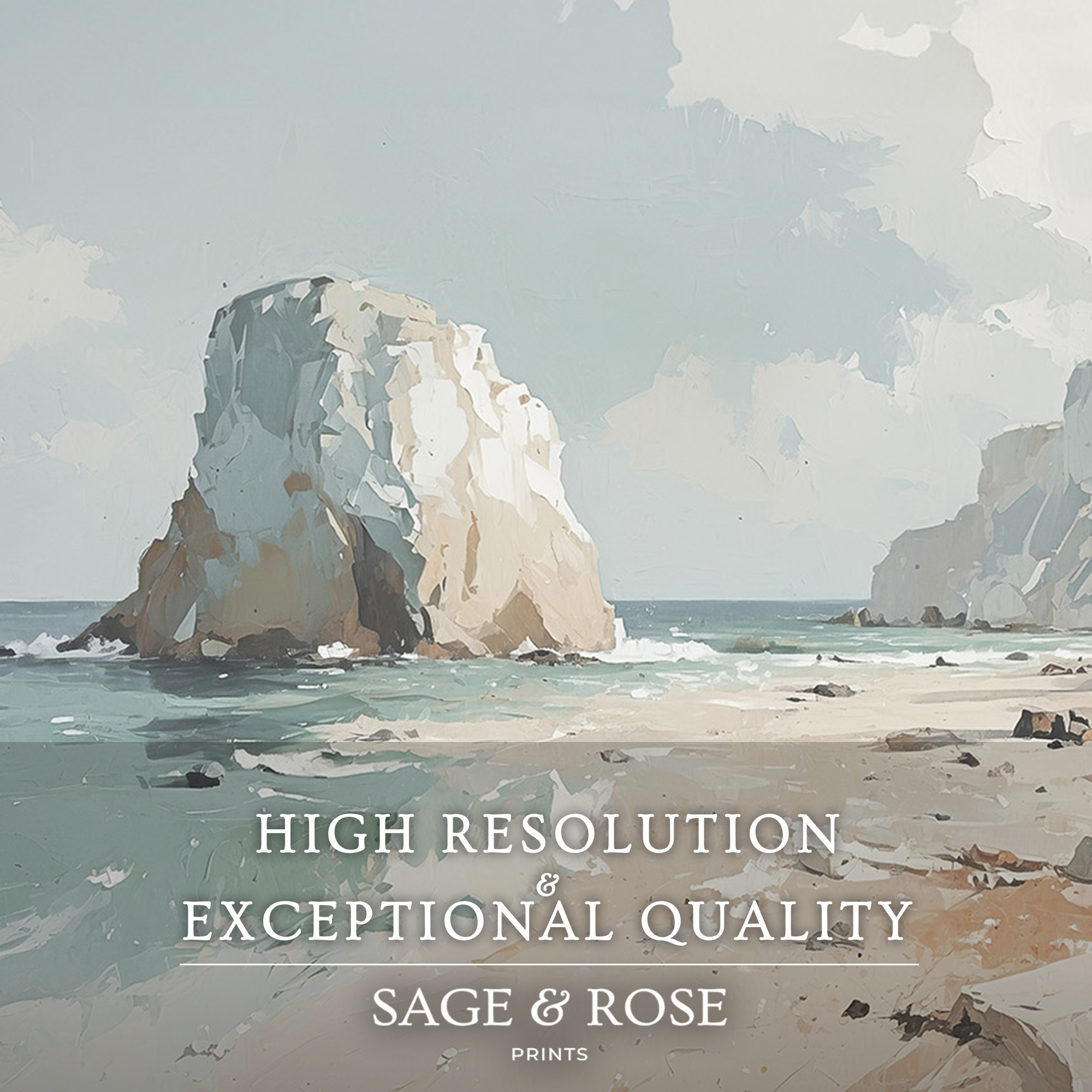 Beach Landscape Painting 23-1x - Sage and Rose Prints