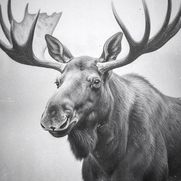 Black and White Moose Photograph - Sage and Rose Prints