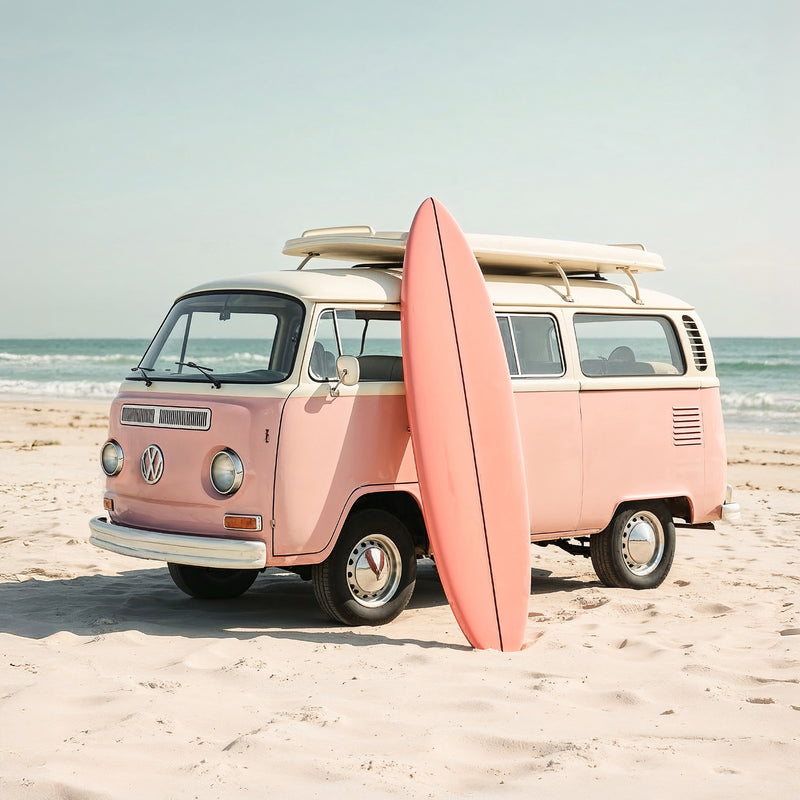 Sepia Surfer Van on the Beach - Sage and Rose Prints