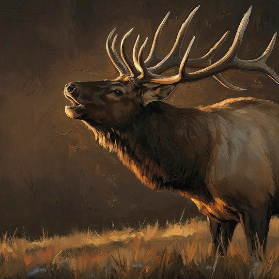 AK-19-Moody Elk Wildlife Painting - Sage and Rose Prints