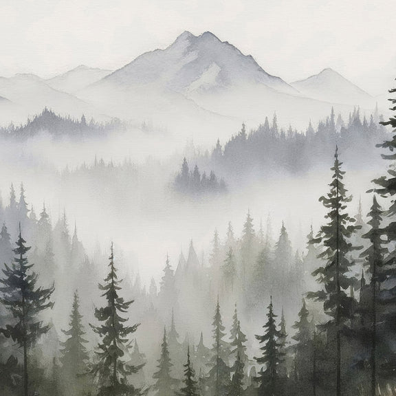 AK-10-Misty Mountains Forest Watercolor - Sage and Rose Prints