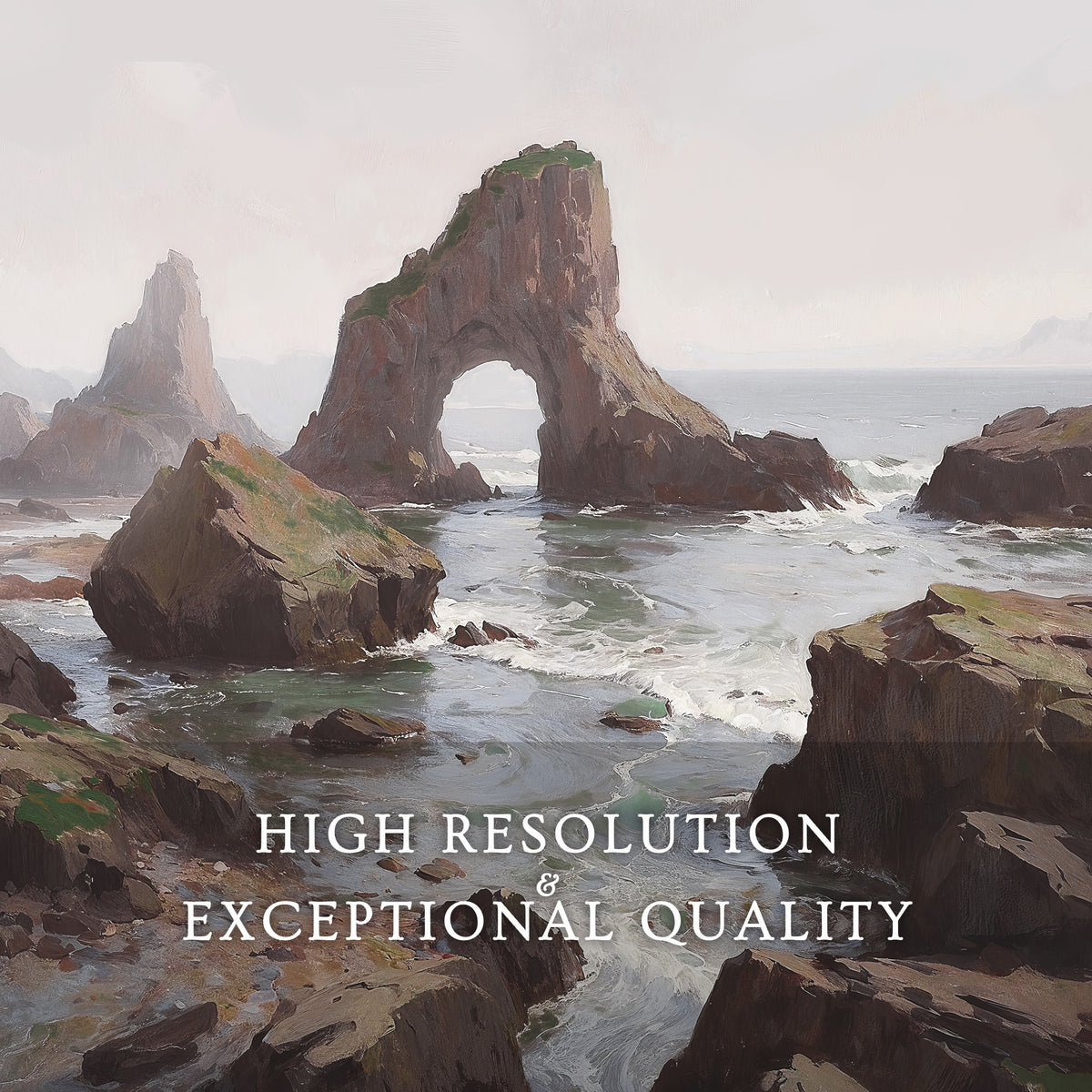 Misty Cliffs Painting Triptych - Sage and Rose Prints