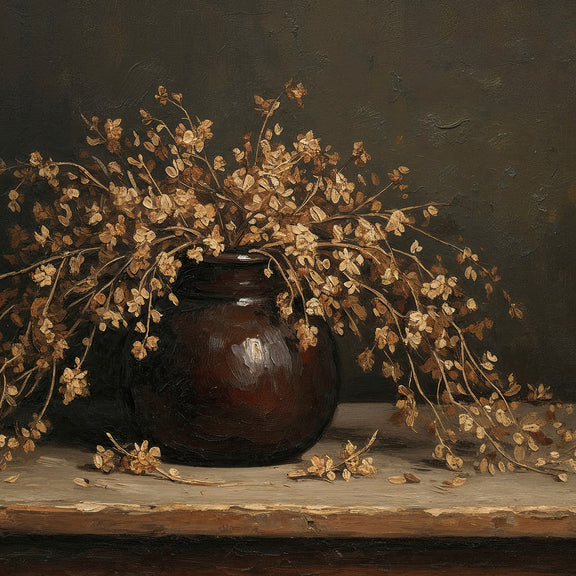 AK-05 - Vintage Vase Still Life with Dried Grass Bouquet - Sage and Rose Prints
