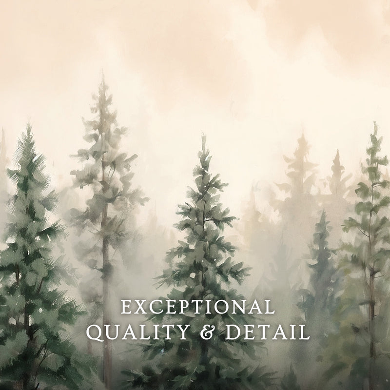 Misty Forest Painting in Shades of Green - Sage and Rose Prints