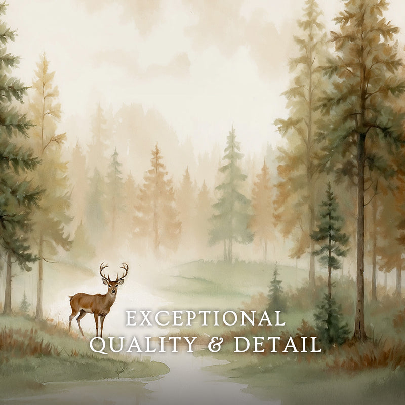 Dear Painting in a Misty Fall Forest - Sage and Rose Prints