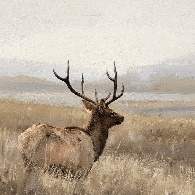 AK-33-Deer in a Field Painting - Sage and Rose Prints