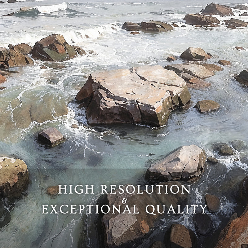Rocky Shoreline at Low Tide No1 - Sage and Rose Prints