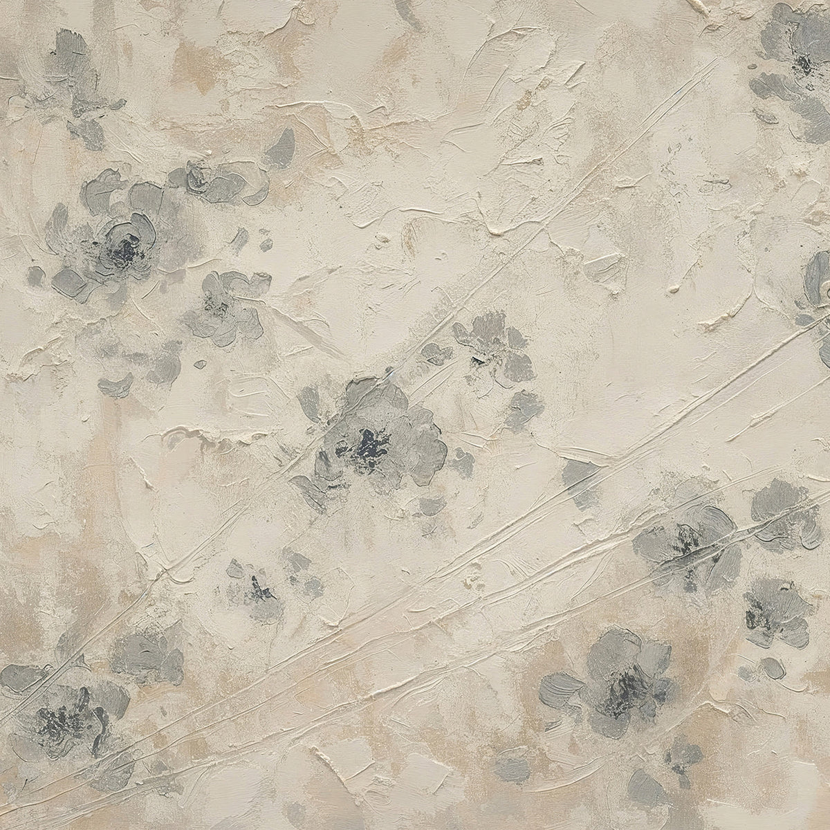 AK-50- Abstract Textured Flower Painting Print - Sage and Rose Prints