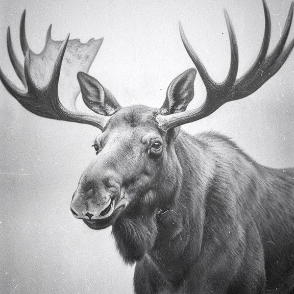 AK-17 Black and White Vintage Moose Photograph - Sage and Rose Prints
