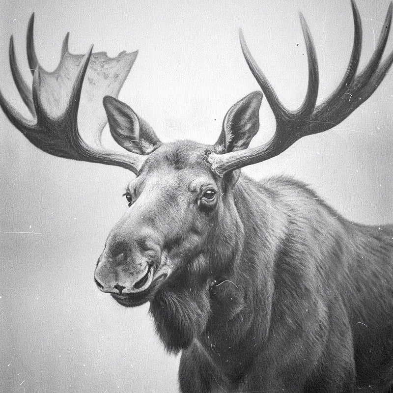 AK-17 Black and White Vintage Moose Photograph - Sage and Rose Prints