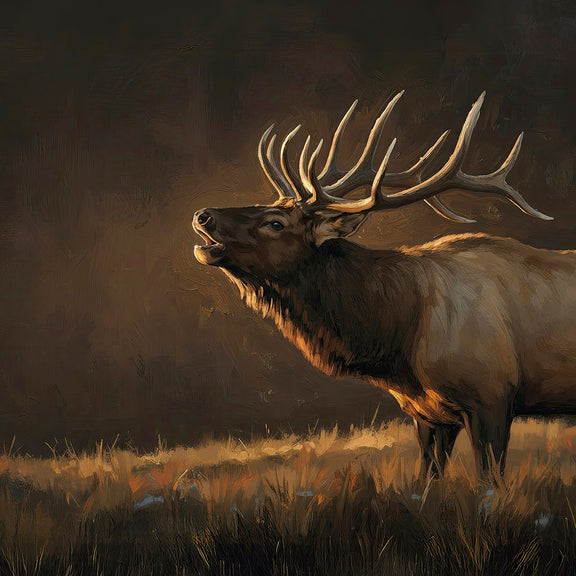 AK-19-Moody Elk Wildlife Painting - Sage and Rose Prints