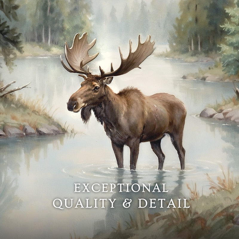 Watercolor Moose Art No2 - Sage and Rose Prints