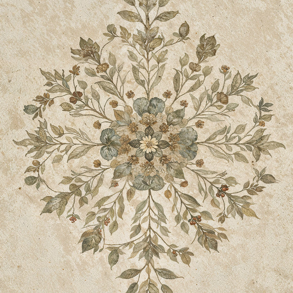 Geometric Flower Motif Watercolor - Sage and Rose Prints