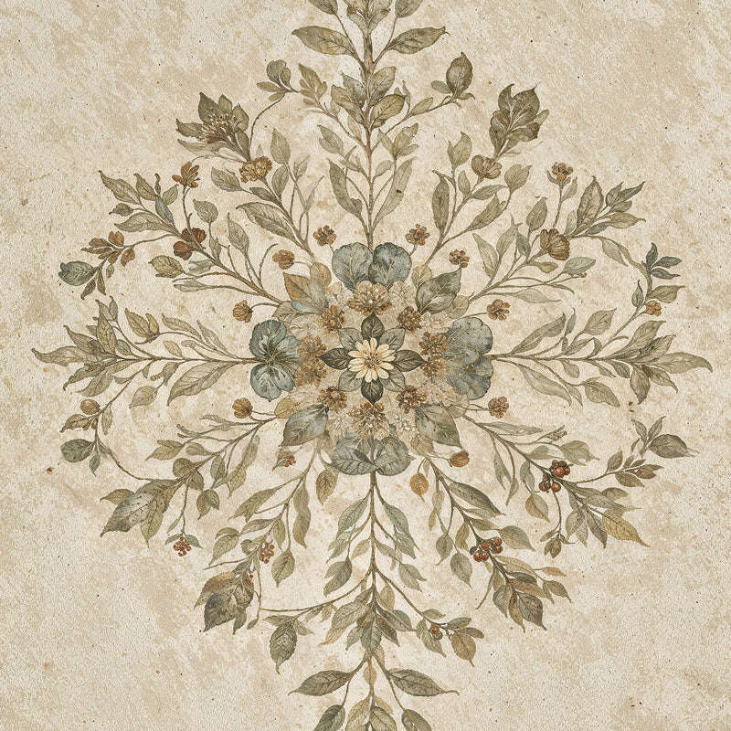 Geometric Flower Motif Watercolor - Sage and Rose Prints