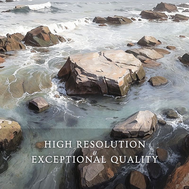 Rocky Shoreline at Low Tide No2 - Sage and Rose Prints