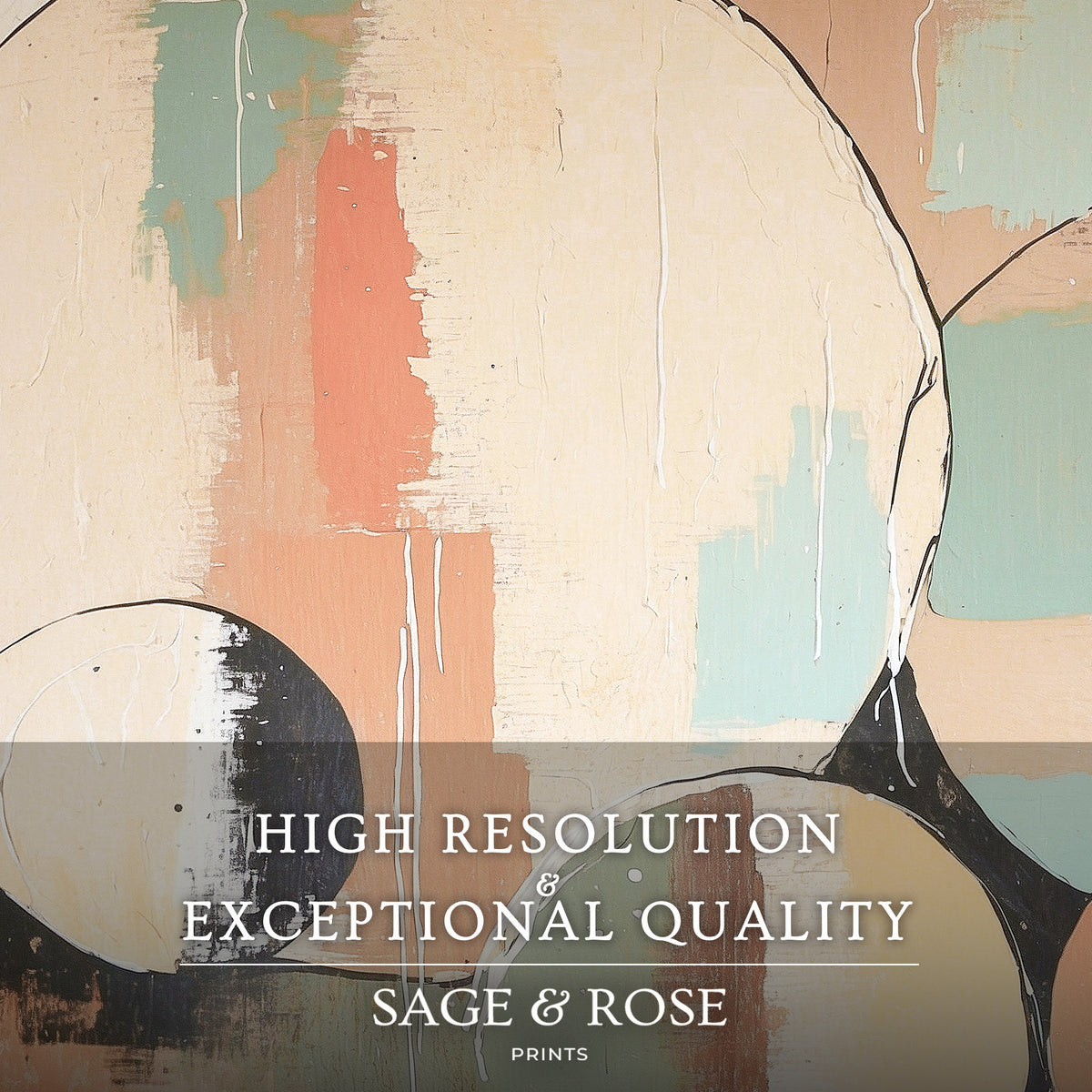 Modern Organic Triptych in Sage and Peach - Sage and Rose Prints