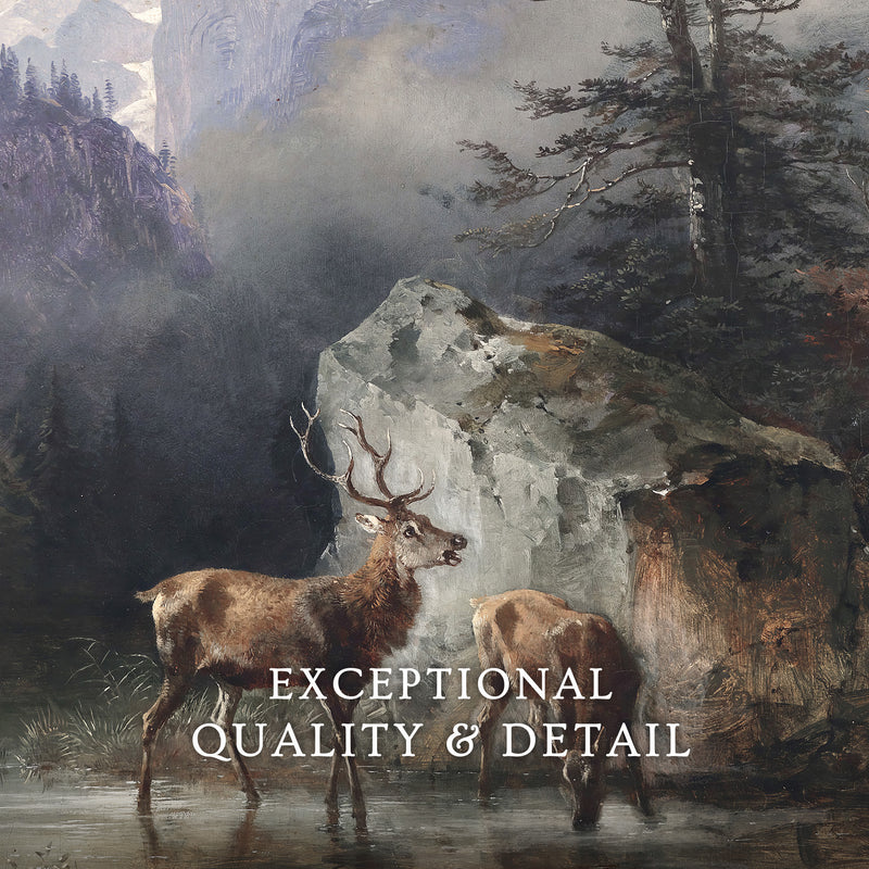 Classical Painting of Deer No1 - Sage and Rose Prints