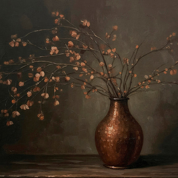 AK-44-Moody Wabi Sabi Copper Vase - Sage and Rose Prints