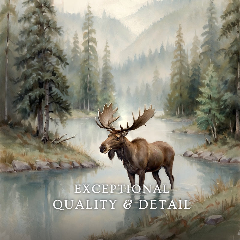 Watercolor Moose Art No1 - Sage and Rose Prints